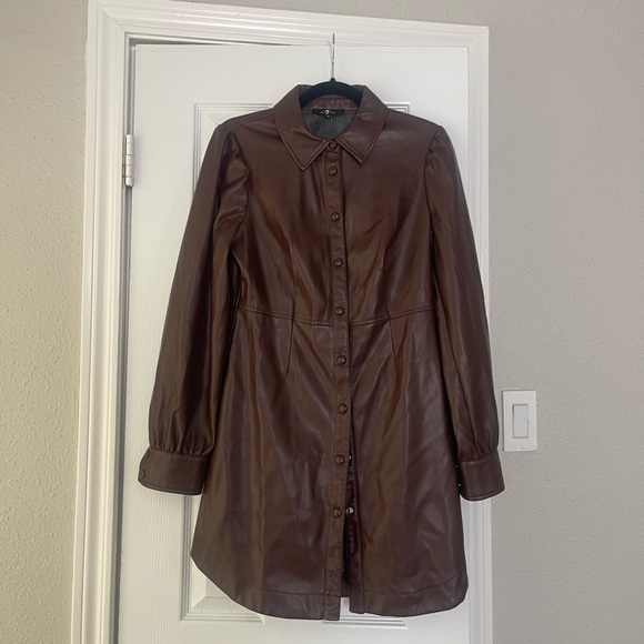 Seven for all mankind Vegan Leather Dress chocolate brown size S - Picture 5 of 9